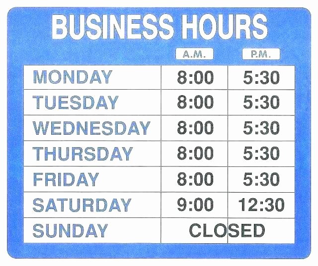 Printable Business Hours Sign Best Of Business Hours Template Word – Free Holiday Schedule Pdf