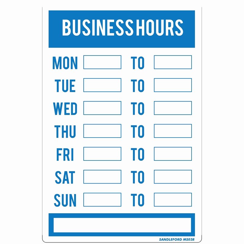 Printable Business Hours Sign Lovely Sandleford 300 X 200mm Business Hours Plastic Sign