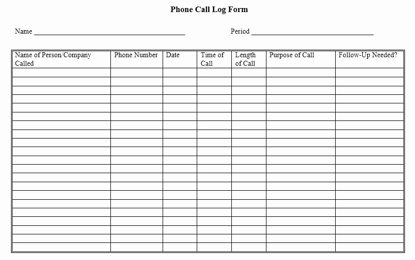 Printable Call Log Template Beautiful 11 Free Sample Telephone Log Templates Printable Samples