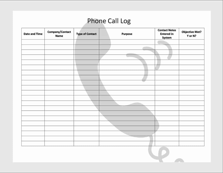 Printable Call Log Template Beautiful 40 Printable Call Log Templates In Microsoft Word and Excel