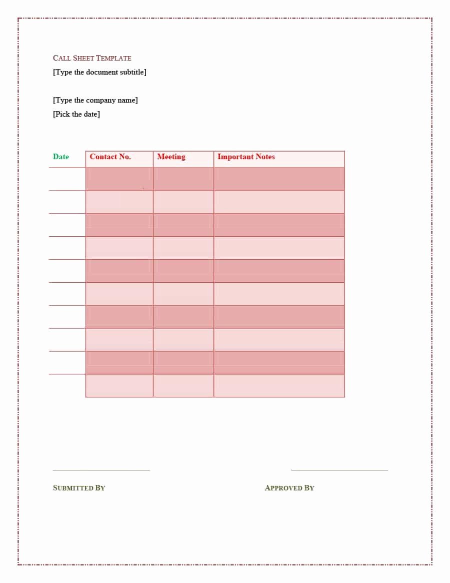 Printable Call Log Template Beautiful 40 Printable Call Log Templates In Microsoft Word and Excel