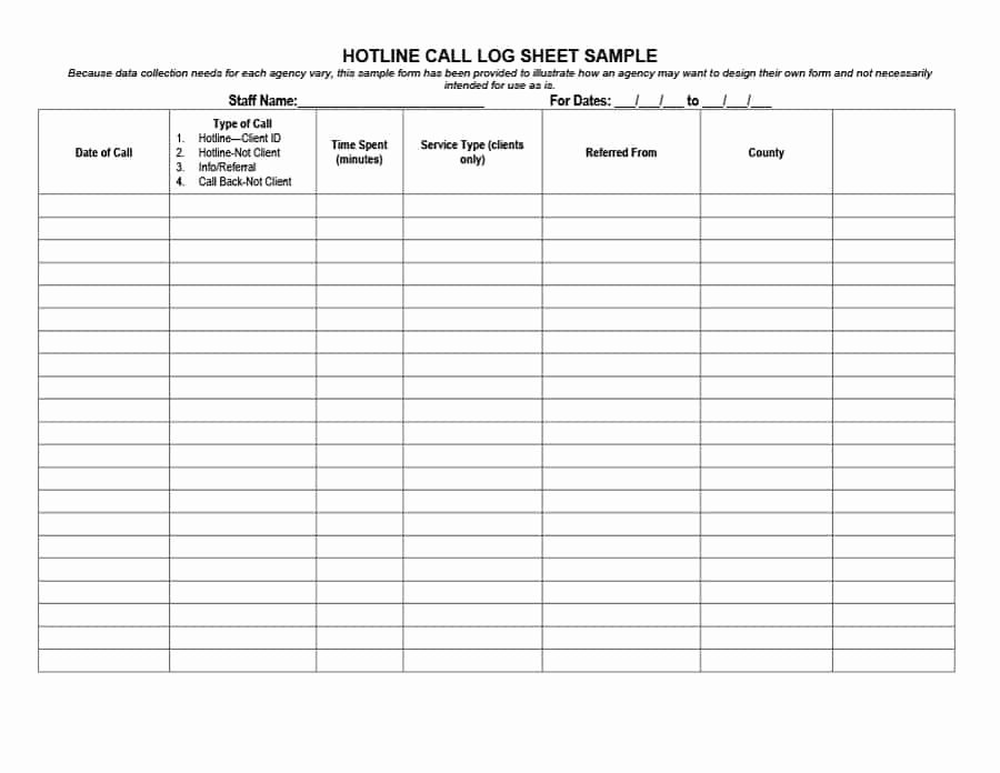 Printable Call Log Template Elegant 40 Printable Call Log Templates In Microsoft Word and Excel