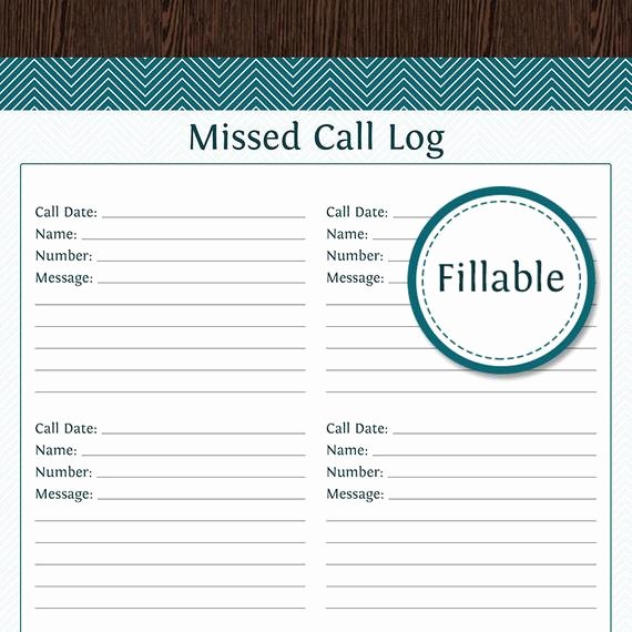 Printable Call Log Template Elegant Missed Call Log Fillable Pdf Printable Household organizer