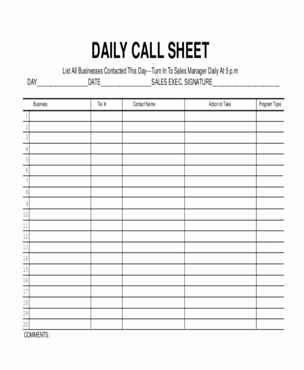 Printable Call Log Template Lovely 17 Call Log Templates In Pdf