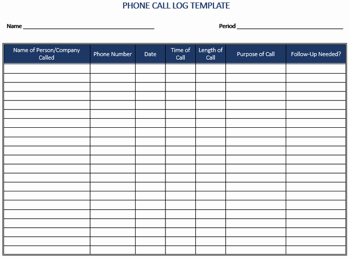 Printable Call Log Template Lovely 5 Call Log Templates to Keep Track Your Calls