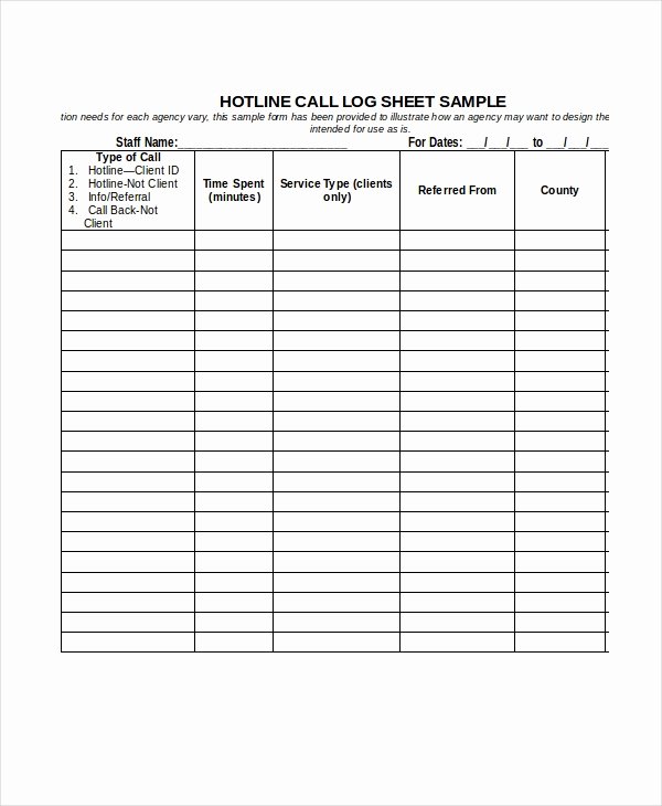 Printable Call Log Template Luxury Call Log Sheet Template 11 Free Word Pdf Excel