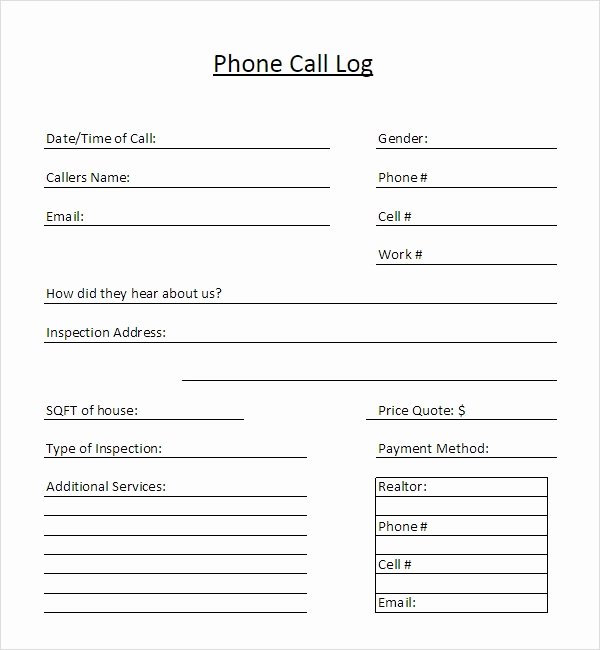 Printable Call Log Template New 13 Sample Call Log Templates Pdf Word Excel Pages