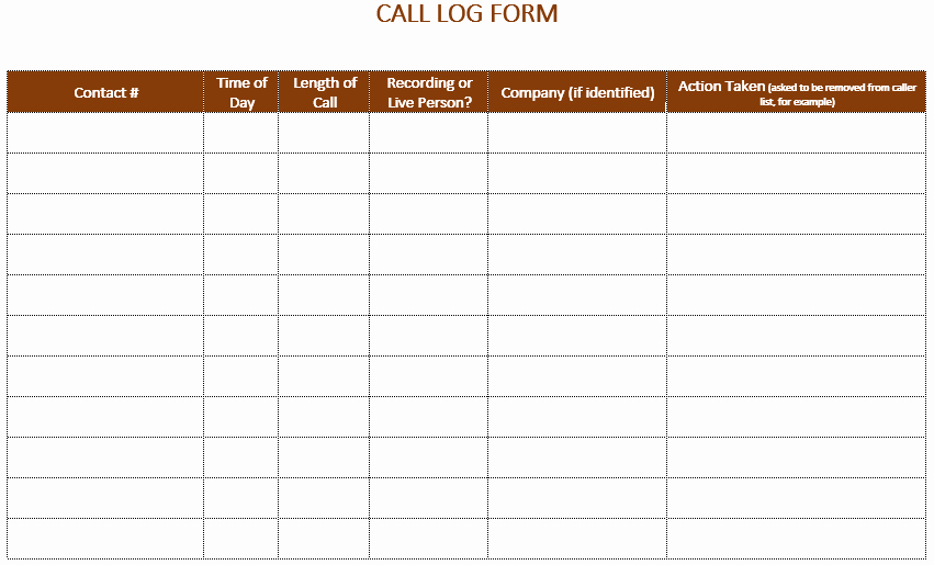 Printable Call Log Template Unique 5 Call Log Templates to Keep Track Your Calls