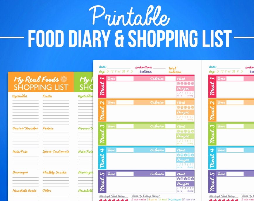 Printable Calorie Tracker Best Of Printable Food Journal Diet Diary Calorie Counter Colorful