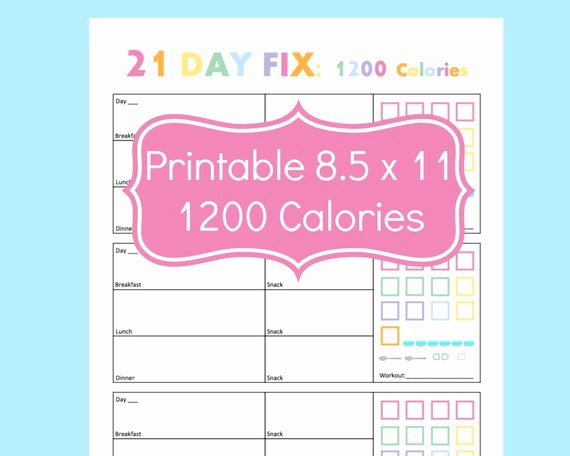 Printable Calorie Tracker Unique 21 Day Fix Tracker 21 Day Fix Printables 21 Day by