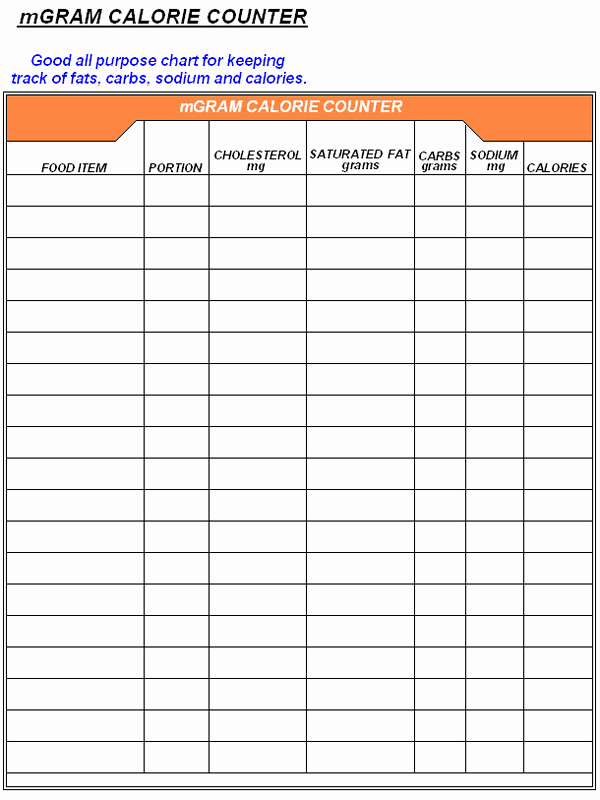 Free Printable Calorie Tracker Sheet