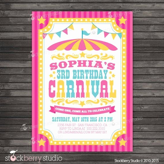 Printable Carnival Birthday Invitations Awesome Carnival Birthday Invitation Printable Circus Birthday Party