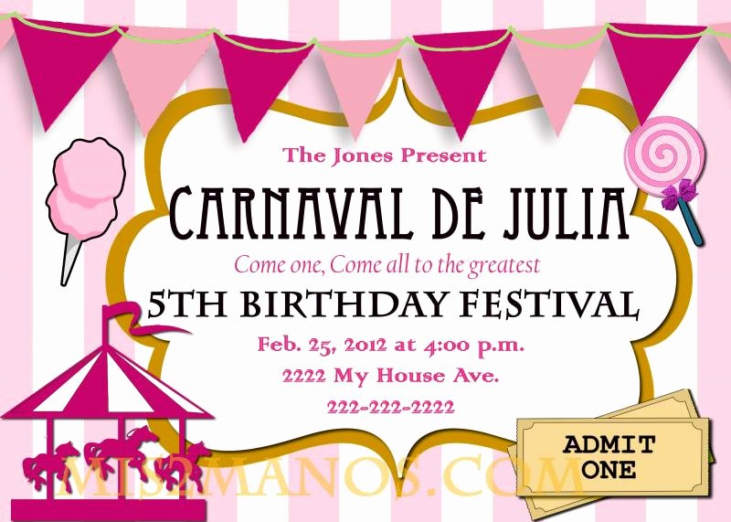 Printable Carnival Birthday Invitations Awesome Carnival Birthday Party Invitation Diy Printable by