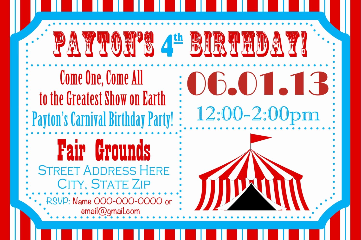 Printable Carnival Birthday Invitations Best Of Circus Birthday Party Carnival Invite Circus by