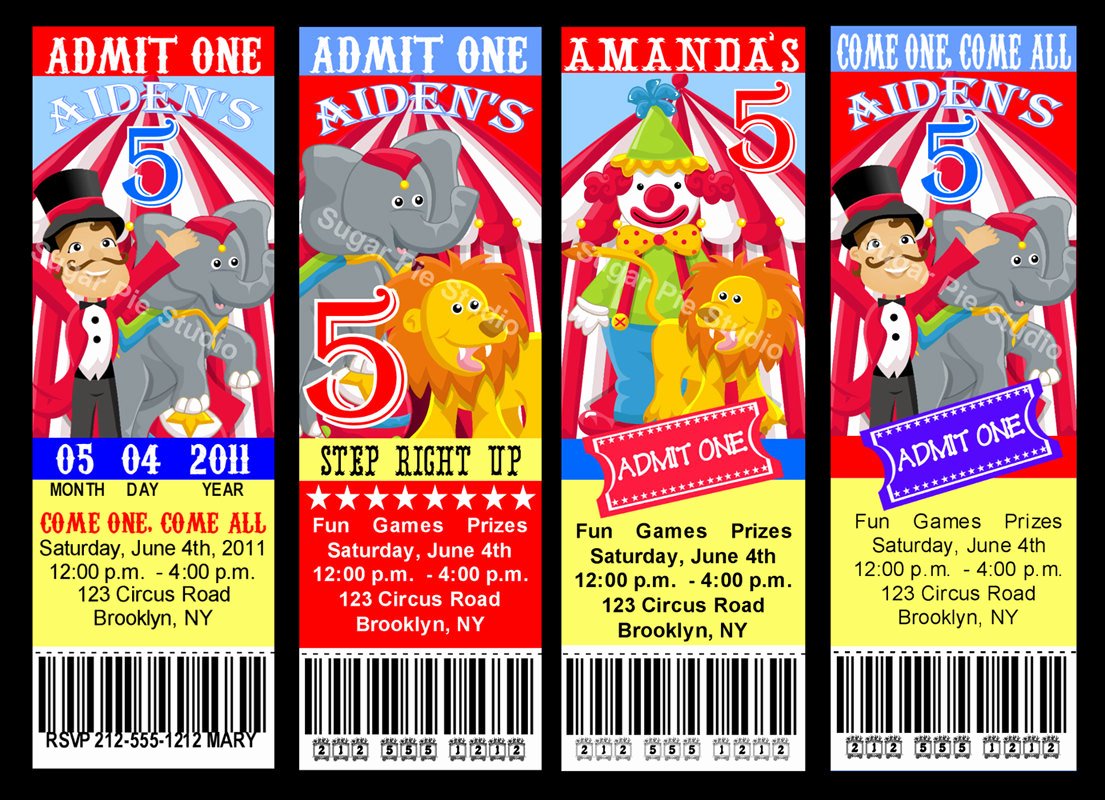 Printable Carnival Birthday Invitations Elegant Circus Carnival theme Ticket Style Invitation by