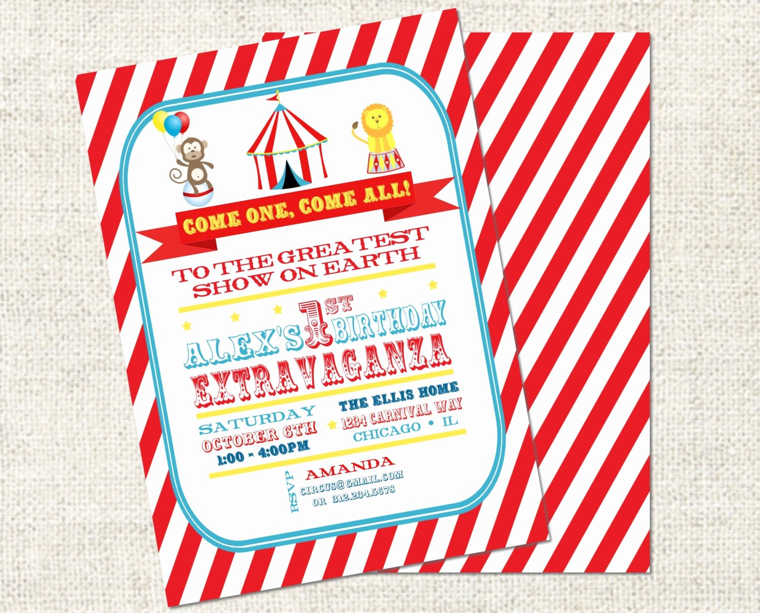 Printable Carnival Birthday Invitations Lovely Circus Birthday Invitation Printable Circus by