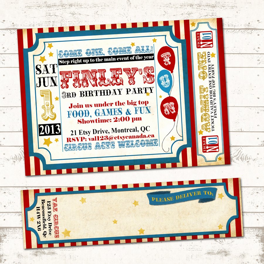 Printable Carnival Birthday Invitations Unique Circus Birthday Invitation with Wrap Around Address Labels