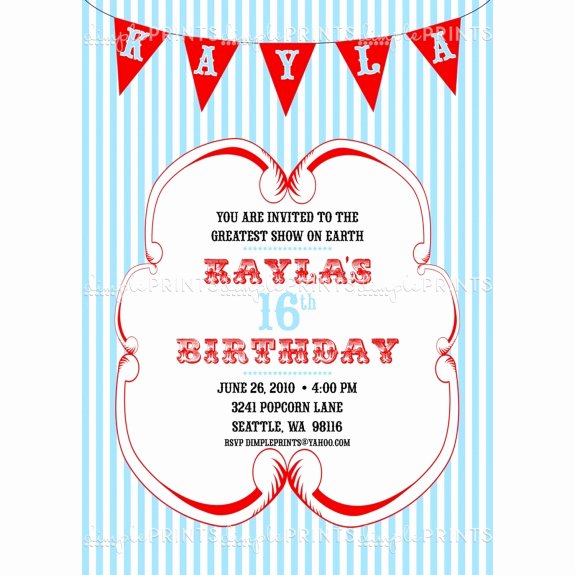 Printable Carnival Birthday Invitations Unique Vintage Circus Carnival Printable Invitation