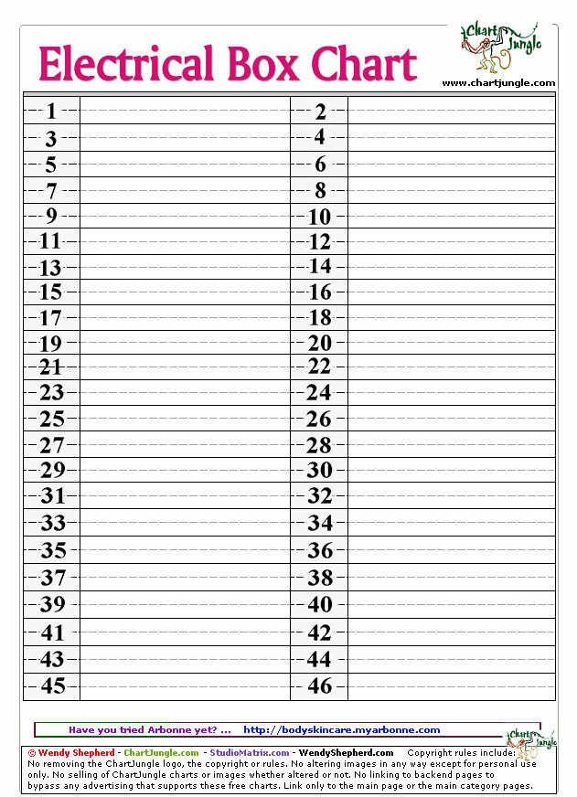 Printable Circuit Breaker Directory Luxury Electrical Box Chart Great Idea Handy