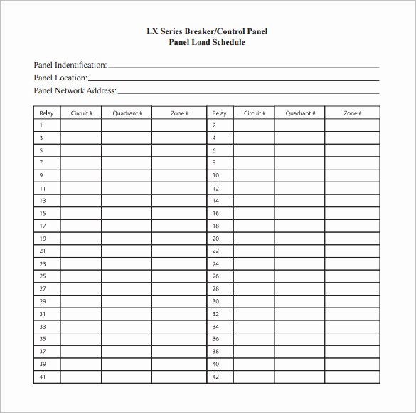 Printable Circuit Breaker Directory Template Fresh Panel Schedule Template – 8 Free Word Excel Pdf format