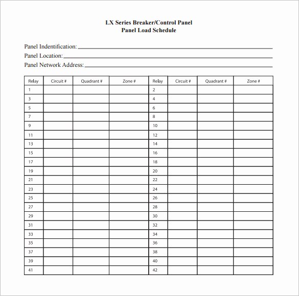 Printable Circuit Breaker Directory Unique Panel Schedule Template – 8 Free Word Excel Pdf format