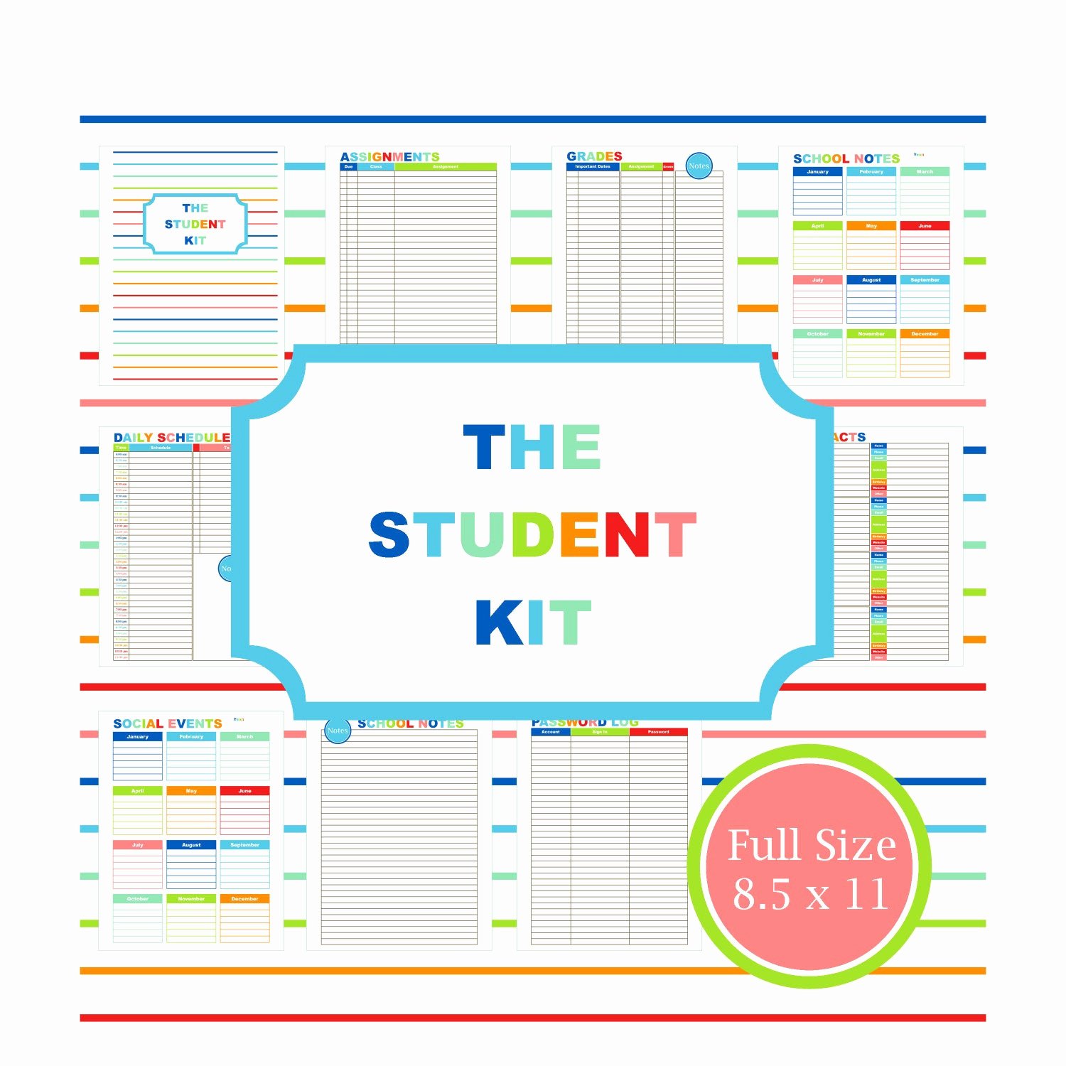 Printable College Student Planner Awesome Student Planner Printable Planner Student College Student