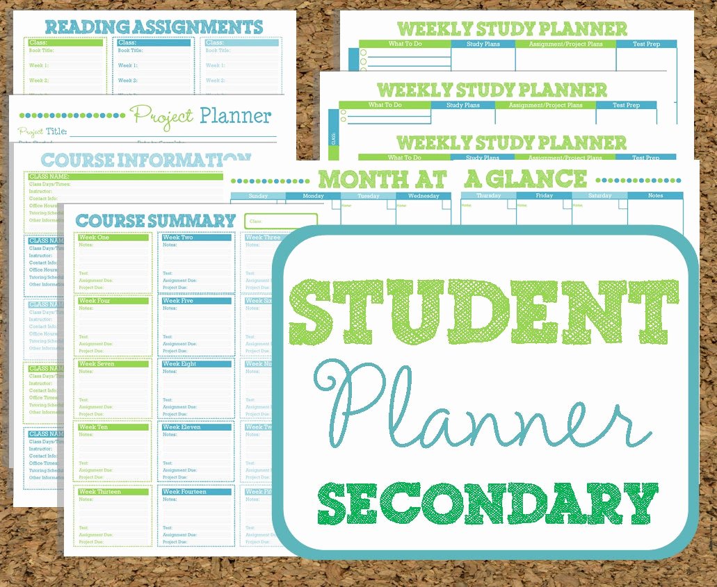 Printable College Student Planner Fresh Instant Download Student Planner Secondary Study