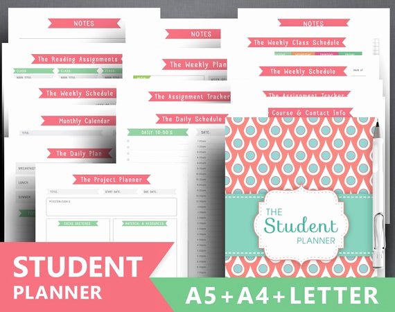 Printable College Student Planner New College Planner Printable Student Planner by Squirrelplanner