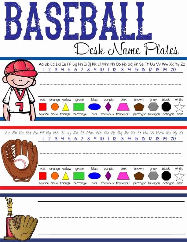 Printable Desk Name Plates Elegant Baseball Student Desk Nameplates You Personalize