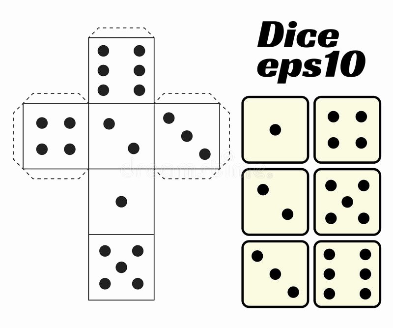 Printable Dice Template Unique Dice Set Printable Template Stock Vector Illustration