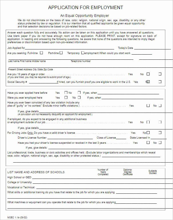 Printable Employment Application Template Beautiful 5 Free Blank Employment Application Template Printable