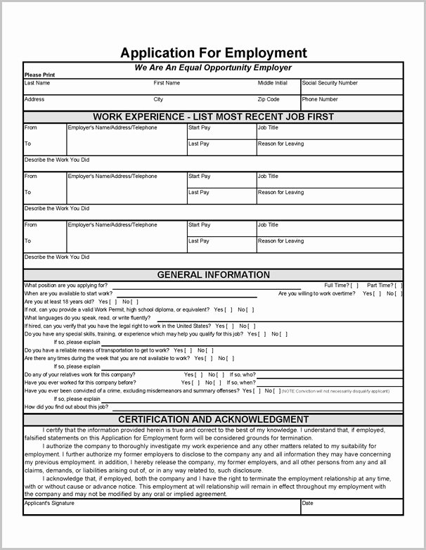 Printable Employment Application Template Best Of Basic Job Application form 5 Free Templates In Pdf Word