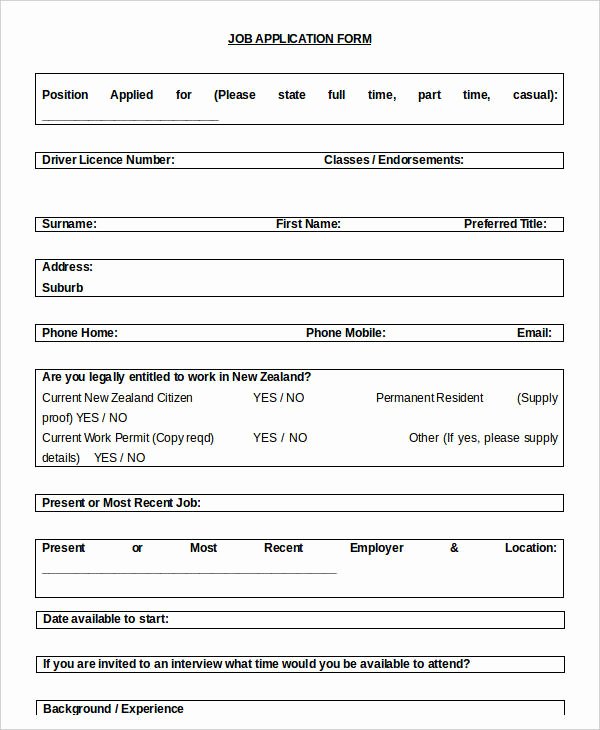 Printable Employment Application Template Inspirational Blank Job Application 8 Free Word Pdf Documents