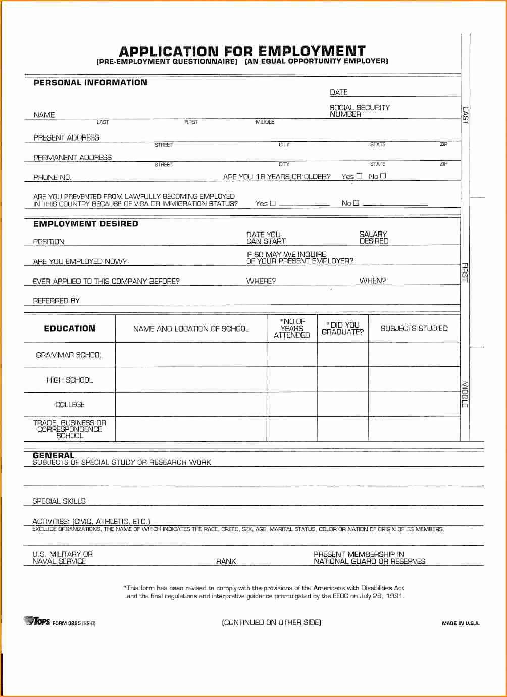 Printable Employment Application Template Lovely Free Printable Employment Applications Letter Examples Job