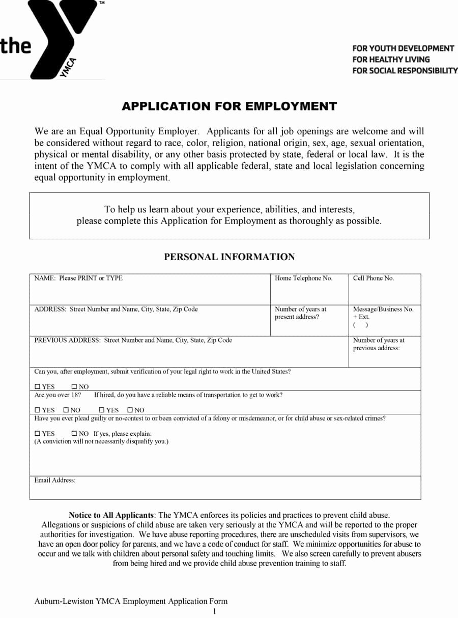 Printable Employment Application Template New 50 Free Employment Job Application form Templates