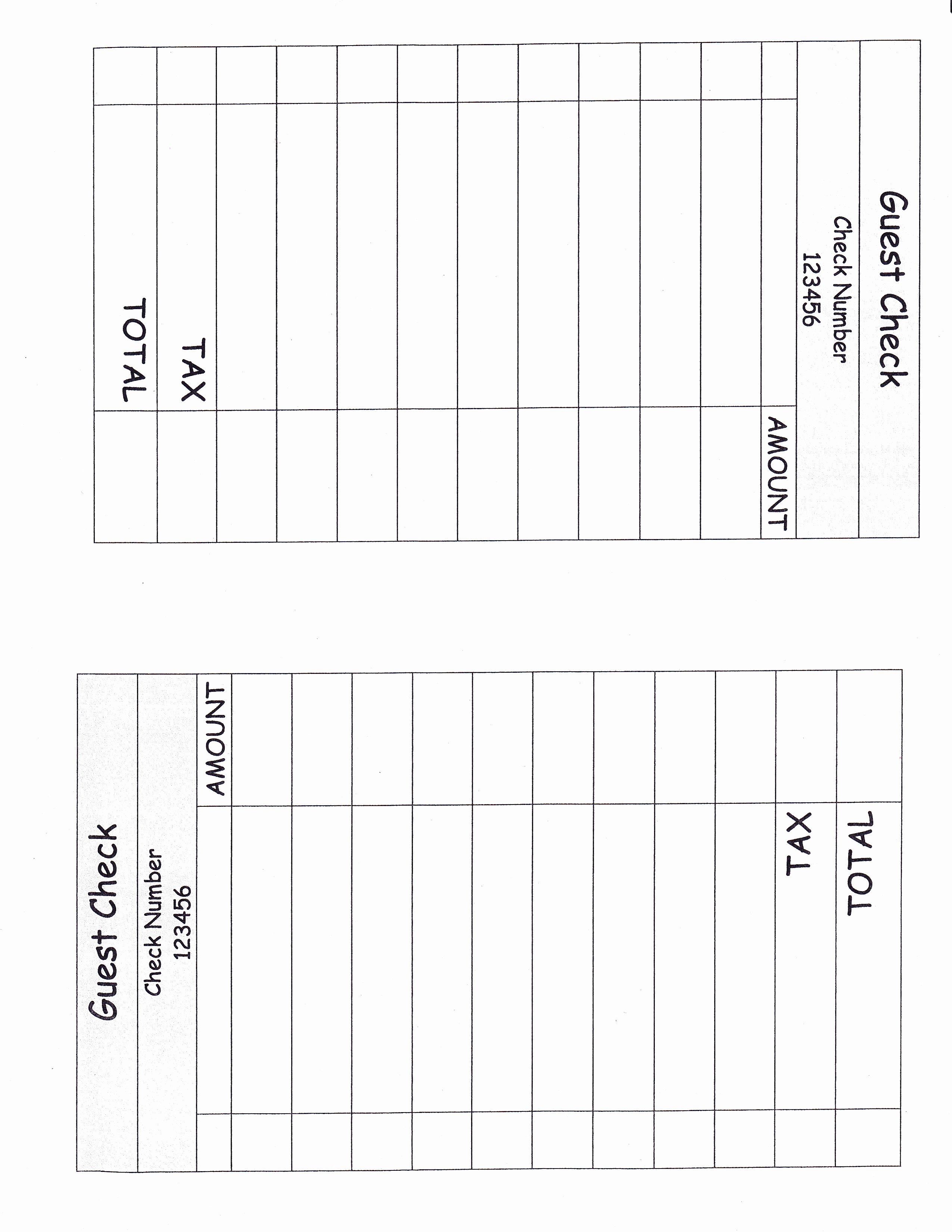 Printable Fake Check Inspirational Guest Check for Play Restaurant Future Family