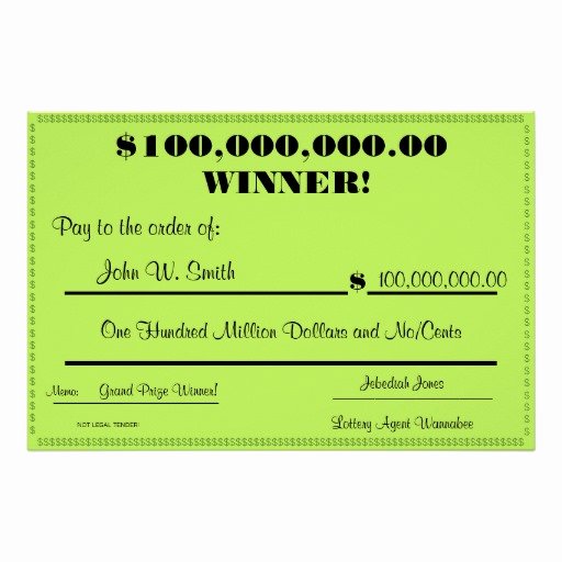 Printable Fake Check New Fake Lottery Check Huge Print