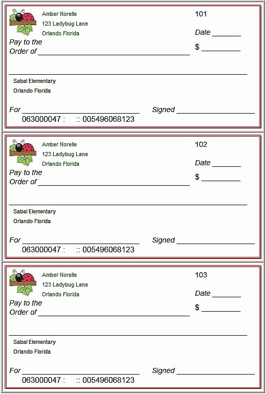Printable Fake Check Unique Blank Checks Template Printable Play Checks for Kids