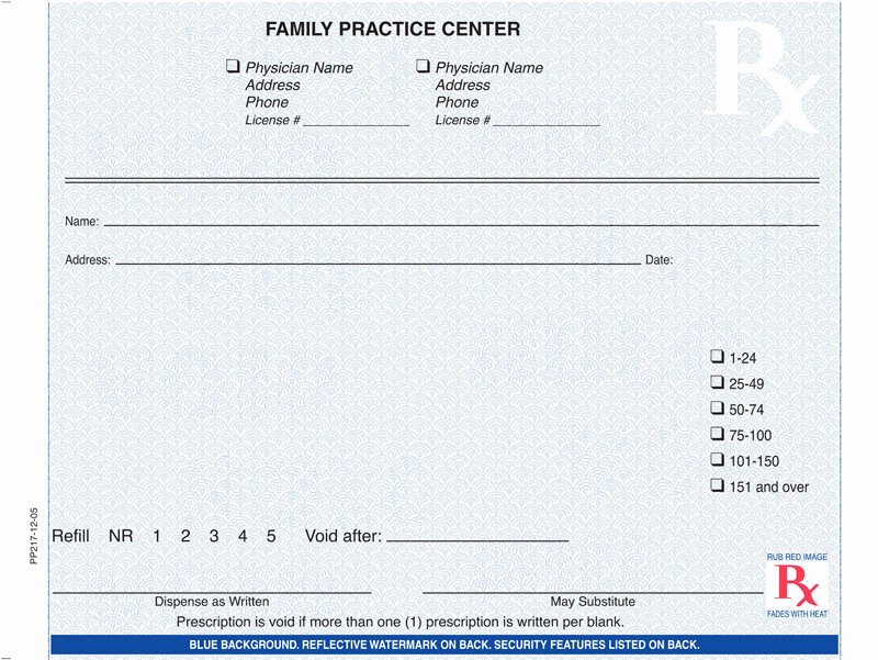 Printable Fake Prescription forms New Custom Prescription Pads Indiana Blue Rx Pad Horiz