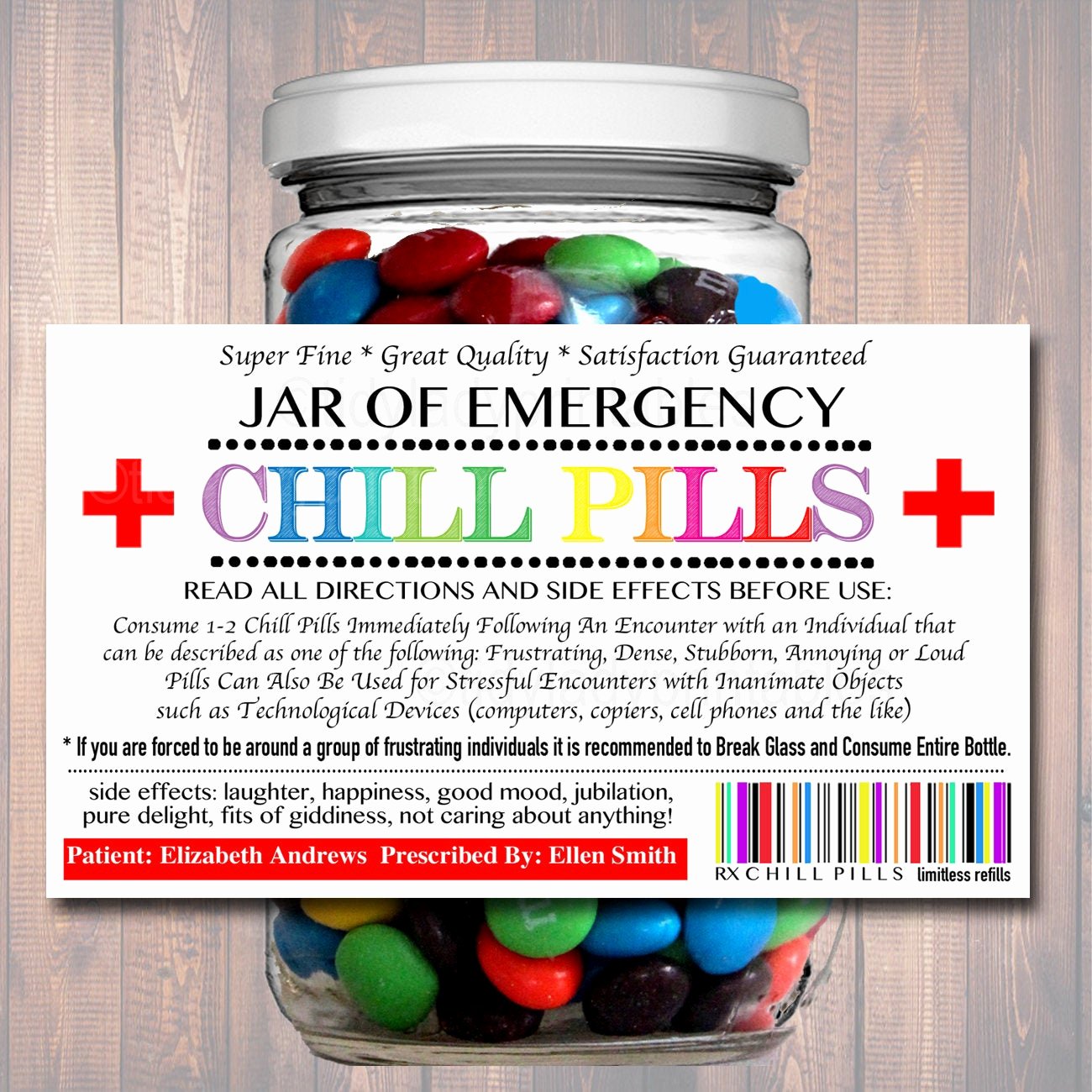 Printable Fake Prescription Labels Awesome Editable Chill Pills Label Funny Gag Gift Professional