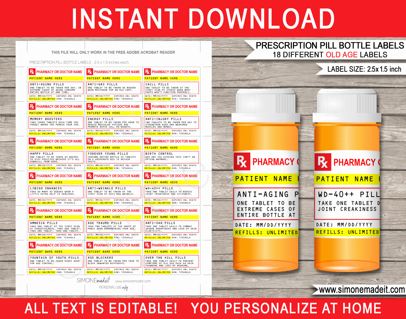 Printable Fake Prescription Labels Elegant Old Age Prescription Pill Bottle Labels Gag Gift