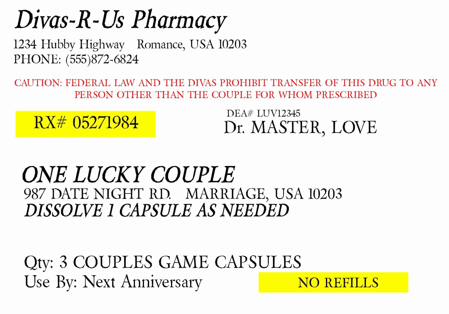 Printable Fake Prescription Labels Elegant Prescription for Fun A Free Printable Romance Idea