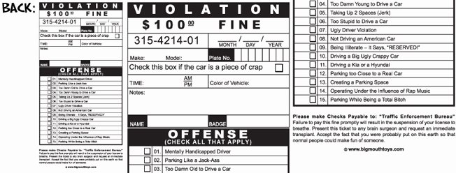 Printable Fake Tickets Beautiful Fake Parking Tickets Set Of 5 $3 95 Funslurp