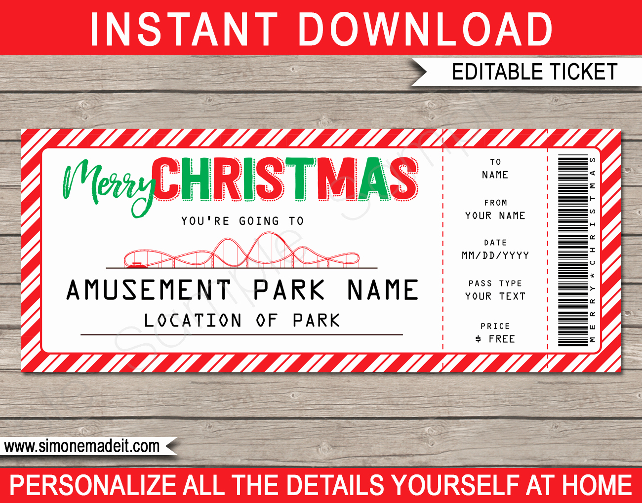 Printable Fake Tickets Beautiful Printable Amusement Park Christmas Gift Tickets