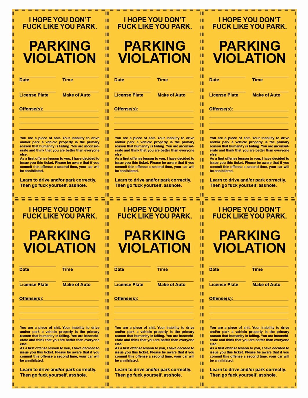 Printable Fake Tickets Fresh Funny Printable Parking Tickets Printout