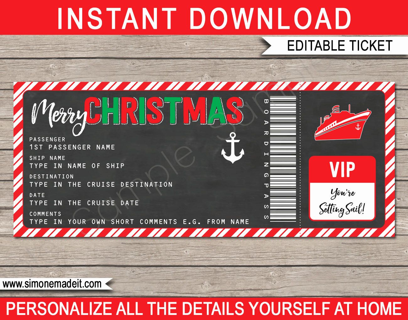 Printable Fake Tickets New Christmas Gift Cruise Ticket Template