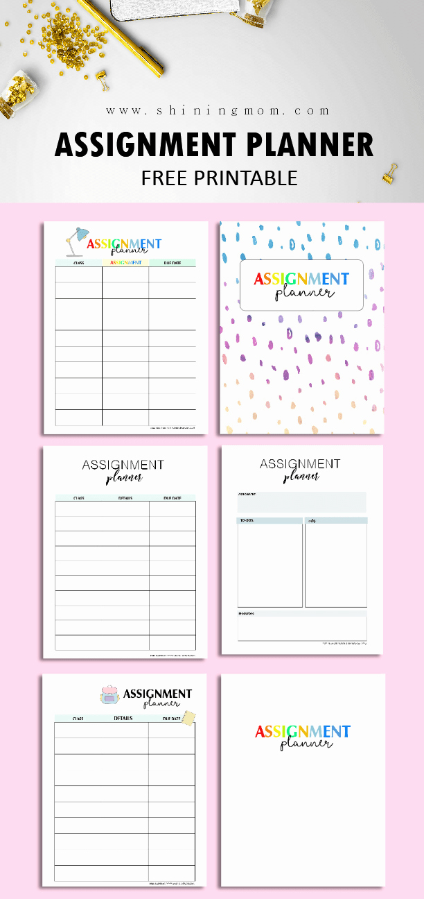 Printable Homework Planner for College Students Beautiful Free assignment Planner for Kids and Teens Fun and Cute