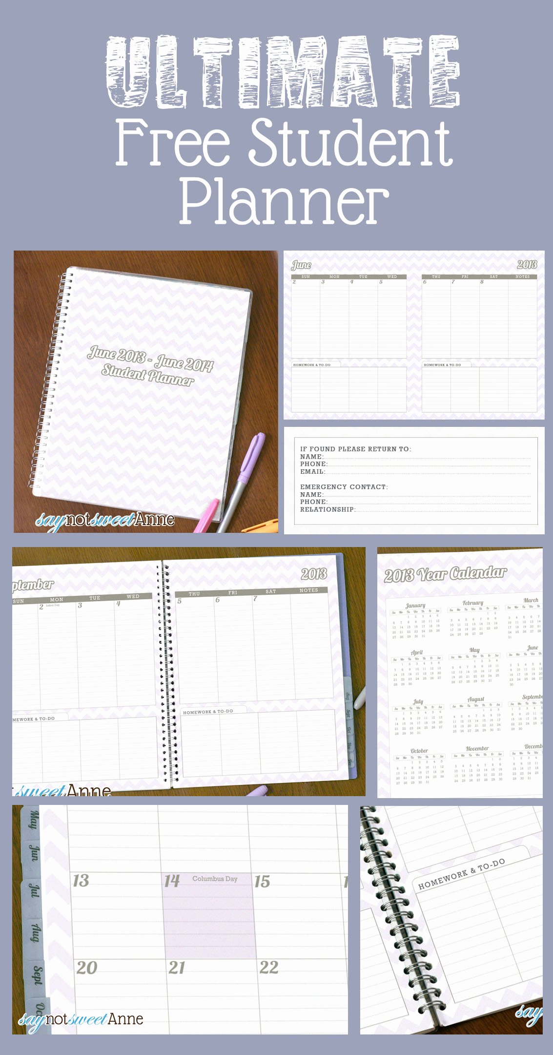 Printable Homework Planner for College Students Beautiful June to June Student Planner [2013 School Year] Sweet