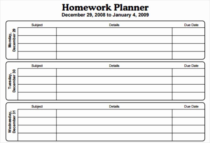 Printable Homework Planner for College Students Inspirational 15 Checklist Schedule and Planner Templates for Students