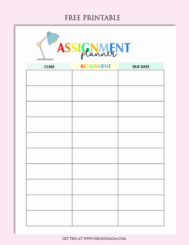 Printable Homework Planner for College Students Inspirational Free Printable Homework Planner